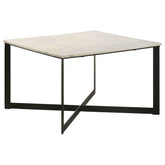 Best Furniture Outlet - Coaster - Tobin Square Marble Top Coffee Table White and Black - 707698