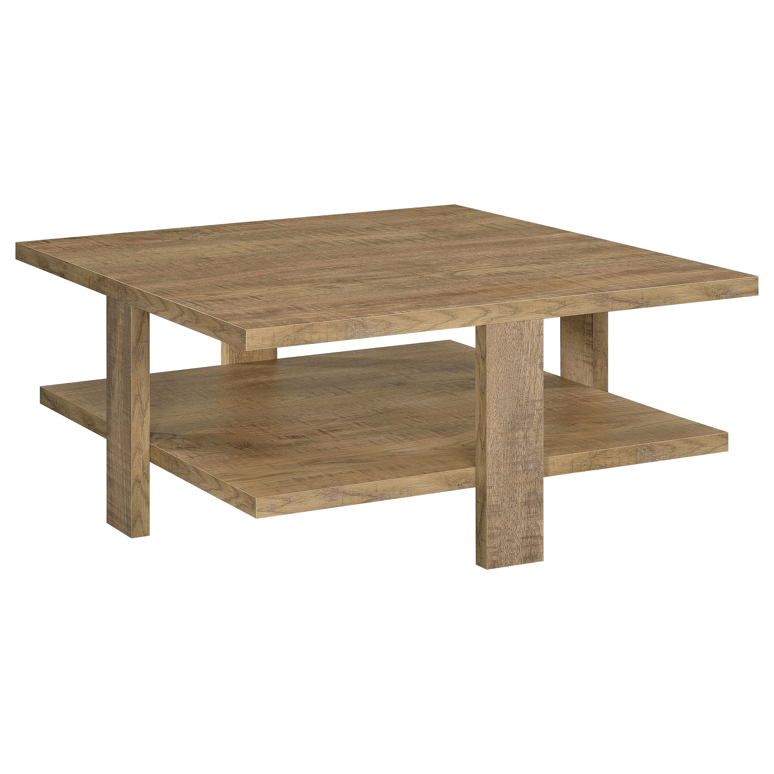 Best Furniture Outlet - Coaster - Dawn Square Engineered Wood Coffee Table Mango Brown - 707718