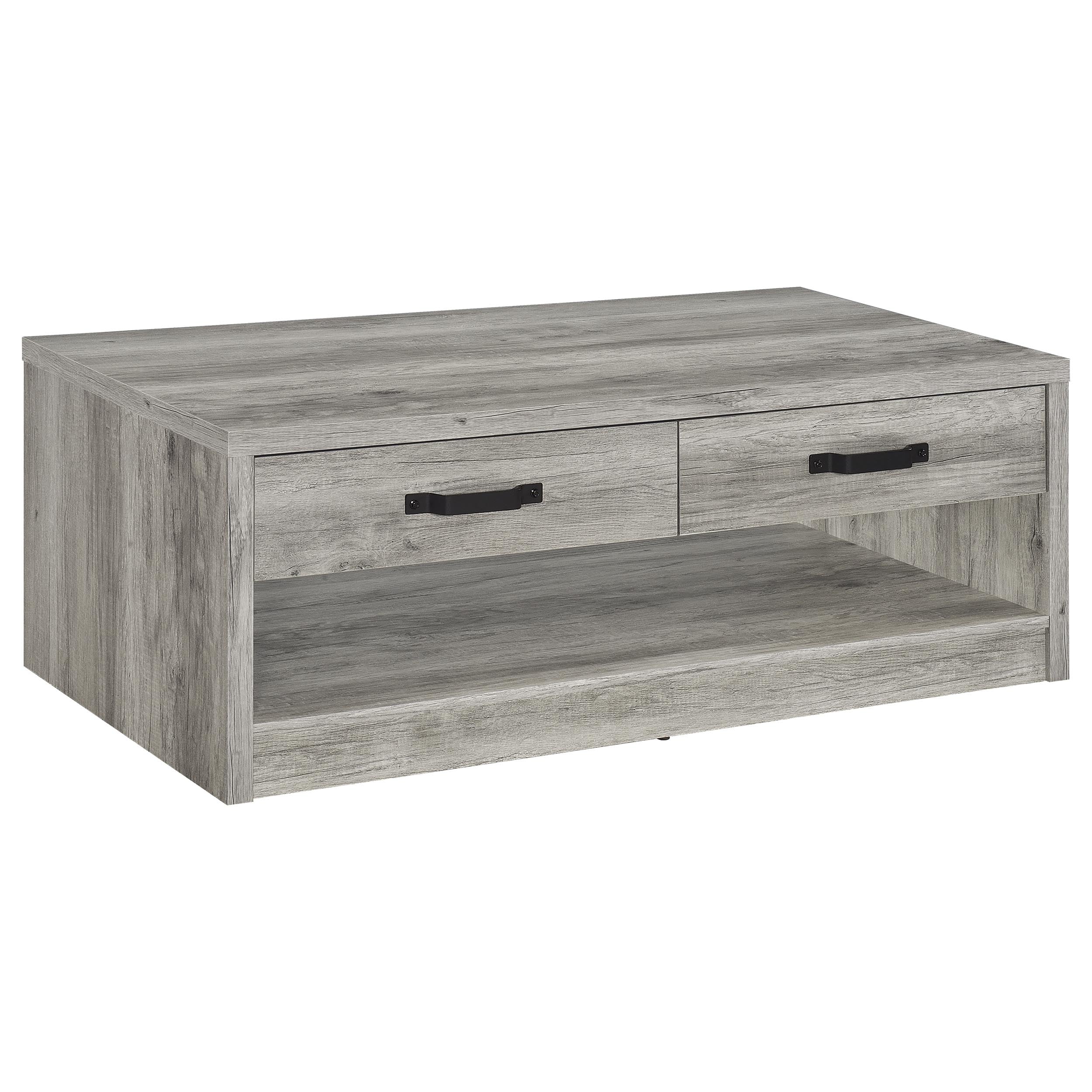 Best Furniture Outlet - Coaster - Felix 2-drawer Engineered Wood Coffee Table Grey Driftwood - 707728
