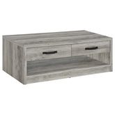 Best Furniture Outlet - Coaster - Felix 2-drawer Engineered Wood Coffee Table Grey Driftwood - 707728