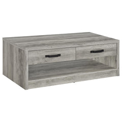 Best Furniture Outlet - Coaster - Felix 2-drawer Engineered Wood Coffee Table Grey Driftwood - 707728