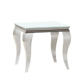 Best Furniture Outlet - Coaster - Carone Square Glass Top End Side Table White and Chrome - 707767