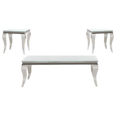Carone 3-piece Glass Top Coffee and End Table Set White