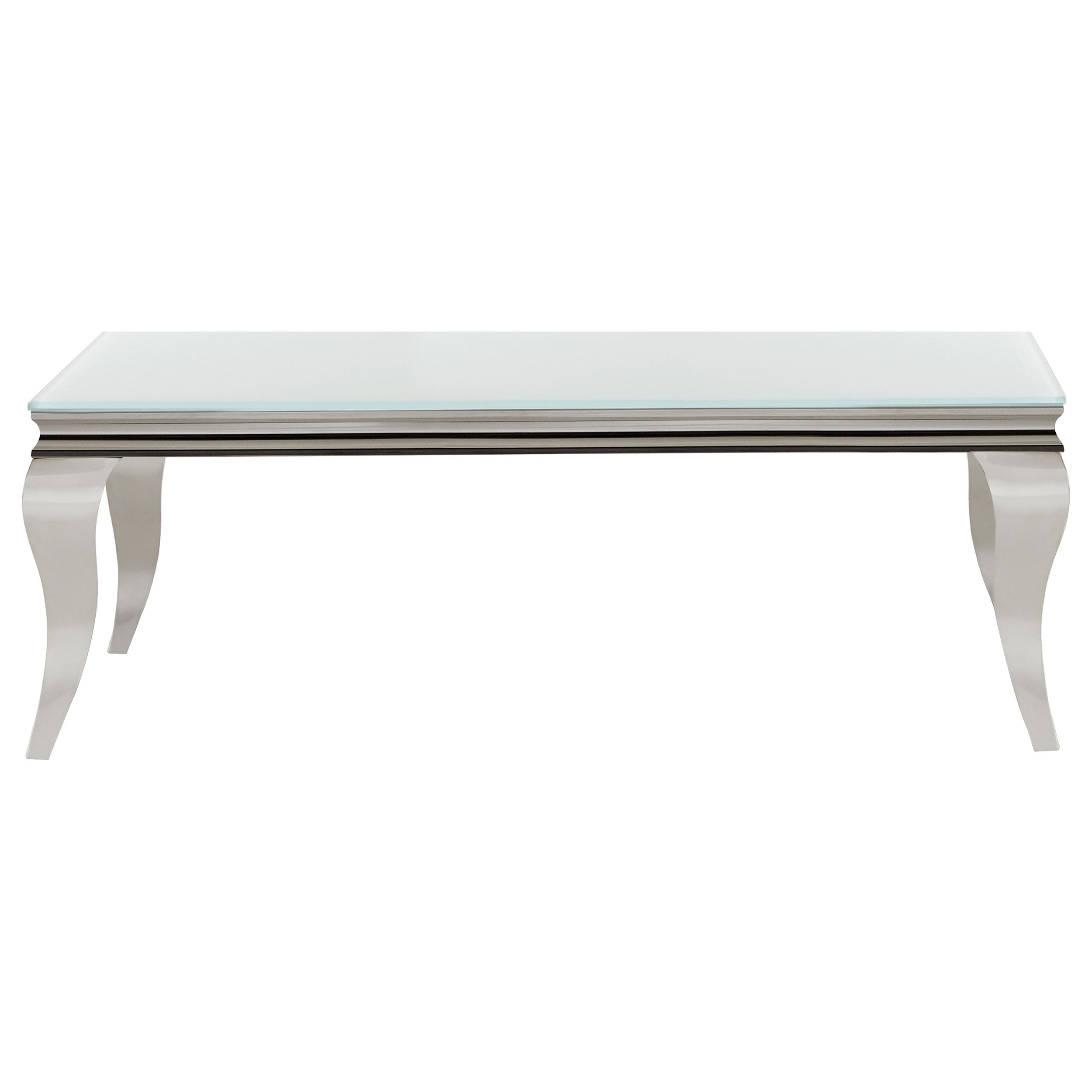 Best Furniture Outlet - Coaster - Carone Rectangular Glass Top Coffee Table White and Chrome - 707768
