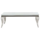 Best Furniture Outlet - Coaster - Carone Rectangular Glass Top Coffee Table White and Chrome - 707768