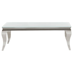 Best Furniture Outlet - Coaster - Carone Rectangular Glass Top Coffee Table White and Chrome - 707768