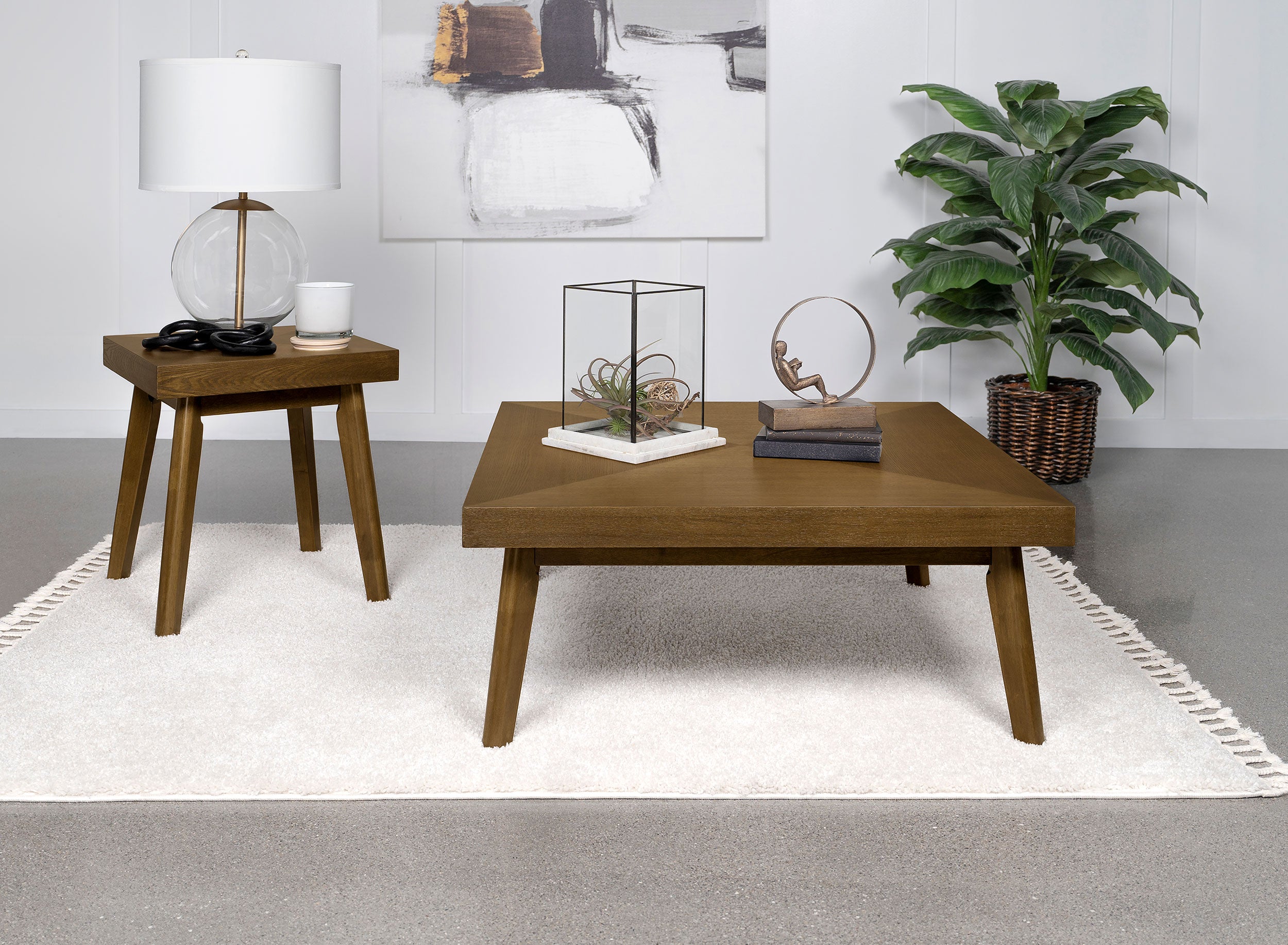 Best Furniture Outlet - Coaster - Westerly 2-piece Square Coffee and End Table Set Walnut - 707798-S2