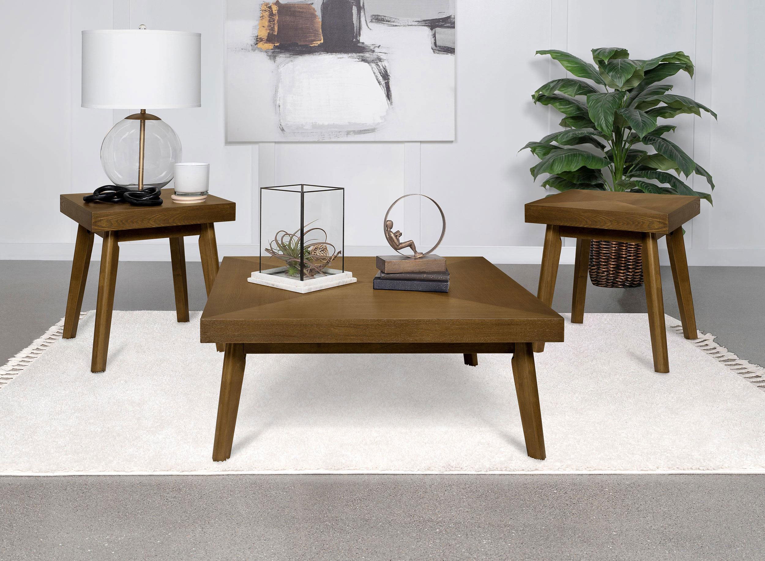 Best Furniture Outlet - Coaster - Westerly 3-piece Square Coffee and End Table Set Walnut - 707798-S3