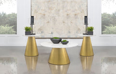 Best Furniture Outlet - Coaster - Avon 3-piece Marble Top Coffee and End Table Set White - 707828-S3