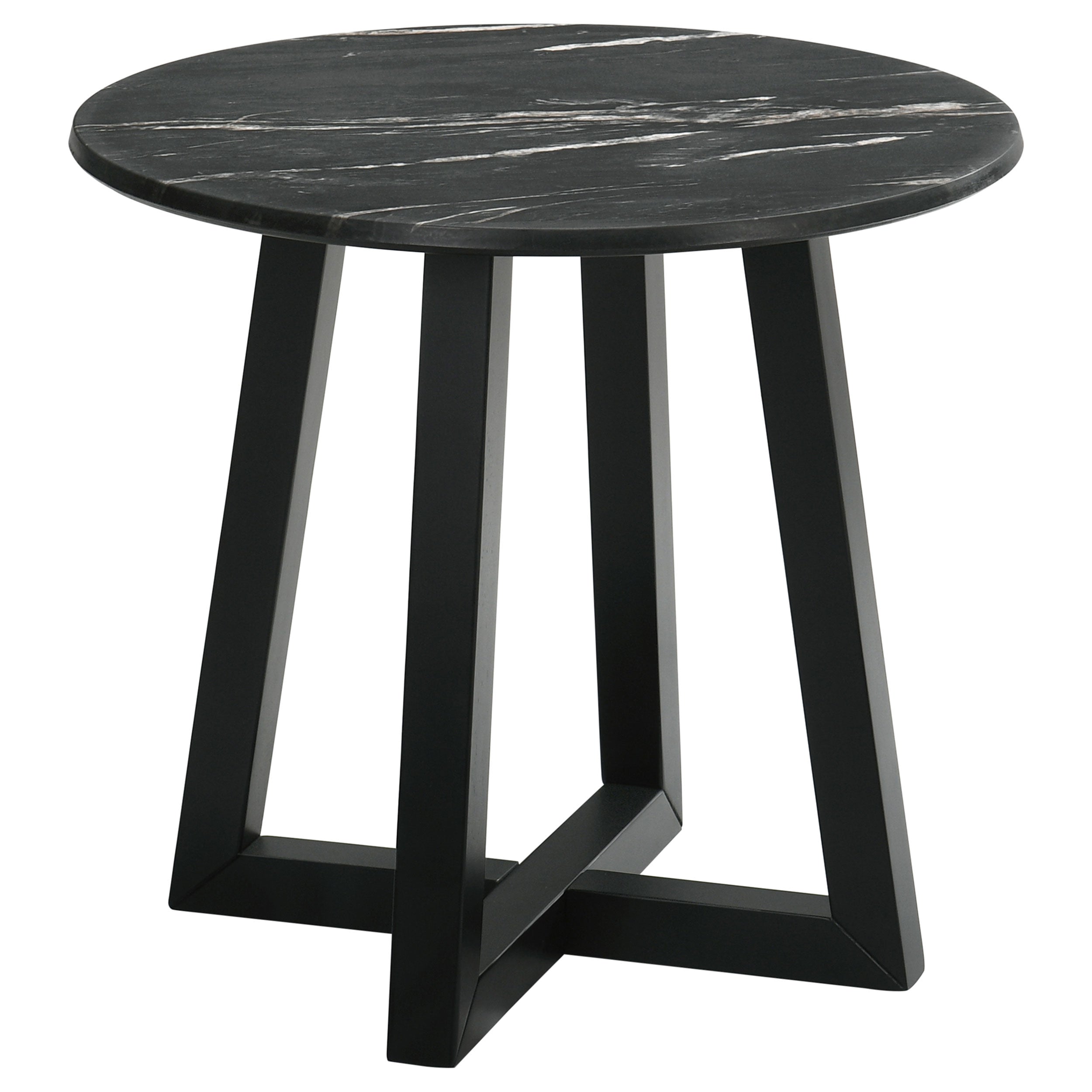 Best Furniture Outlet - Coaster - Skylark Round Marble-like SmartTop Side End Table Black - 707847