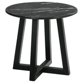 Best Furniture Outlet - Coaster - Skylark Round Marble-like SmartTop Side End Table Black - 707847