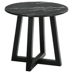 Best Furniture Outlet - Coaster - Skylark Round Marble-like SmartTop Side End Table Black - 707847