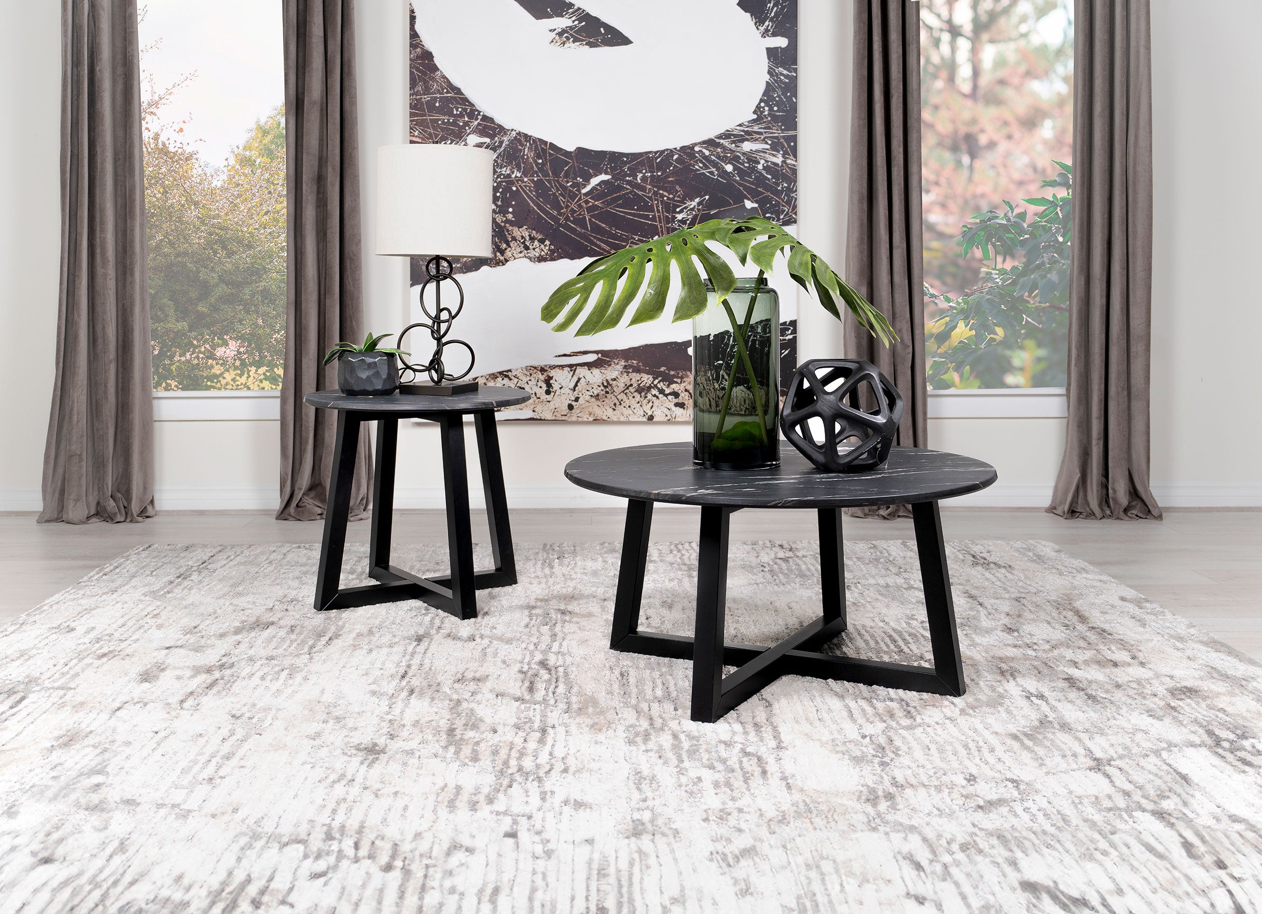 Best Furniture Outlet - Coaster - Skylark 2-piece SmartTop Coffee and End Table Set Black - 707848-S2