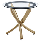 Best Furniture Outlet - Coaster - Brooke Round Glass Top Side End Table Metal Base Brass - 707887