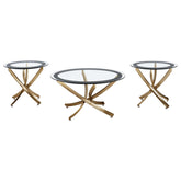 Best Furniture Outlet - Coaster - Brooke 3-piece Round Coffee and End Table Set Rose Brass - 707888-S3