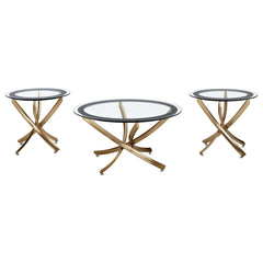 Best Furniture Outlet - Coaster - Brooke 3-piece Round Coffee and End Table Set Rose Brass - 707888-S3