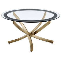 Best Furniture Outlet - Coaster - Brooke Round Glass Top Coffee Table Metal Base Brass - 707888