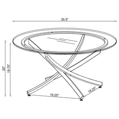 Brooke Round Glass Top Coffee Table Metal Base Brass