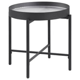 Best Furniture Outlet - Coaster - Ozella Round End Side Table with Recessed Top Sandy Black - 707897