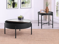 Ozella 2-piece Round Coffee and End Table Set Sandy Black