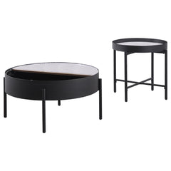 Ozella 2-piece Round Coffee and End Table Set Sandy Black