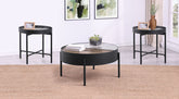 Best Furniture Outlet - Coaster - Ozella 3-piece Round Coffee and End Table Set Sandy Black - 707898-S3