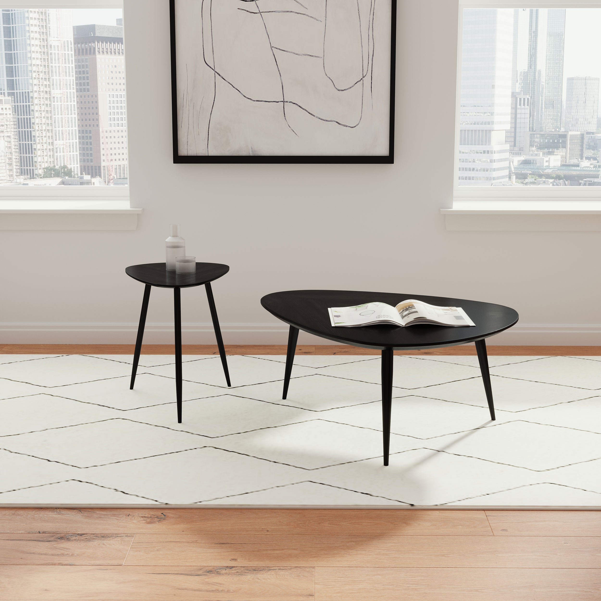 Best Furniture Outlet - Coaster - Odessa 2-piece Triangular Coffee and End Table Set Black - 707918-S2