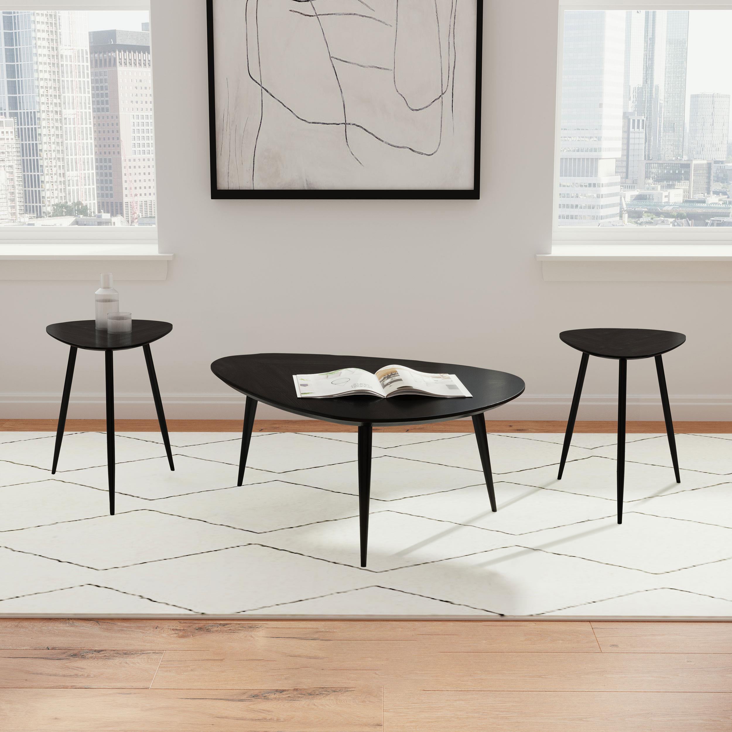 Best Furniture Outlet - Coaster - Odessa 3-piece Triangular Coffee and End Table Set Black - 707918-S3
