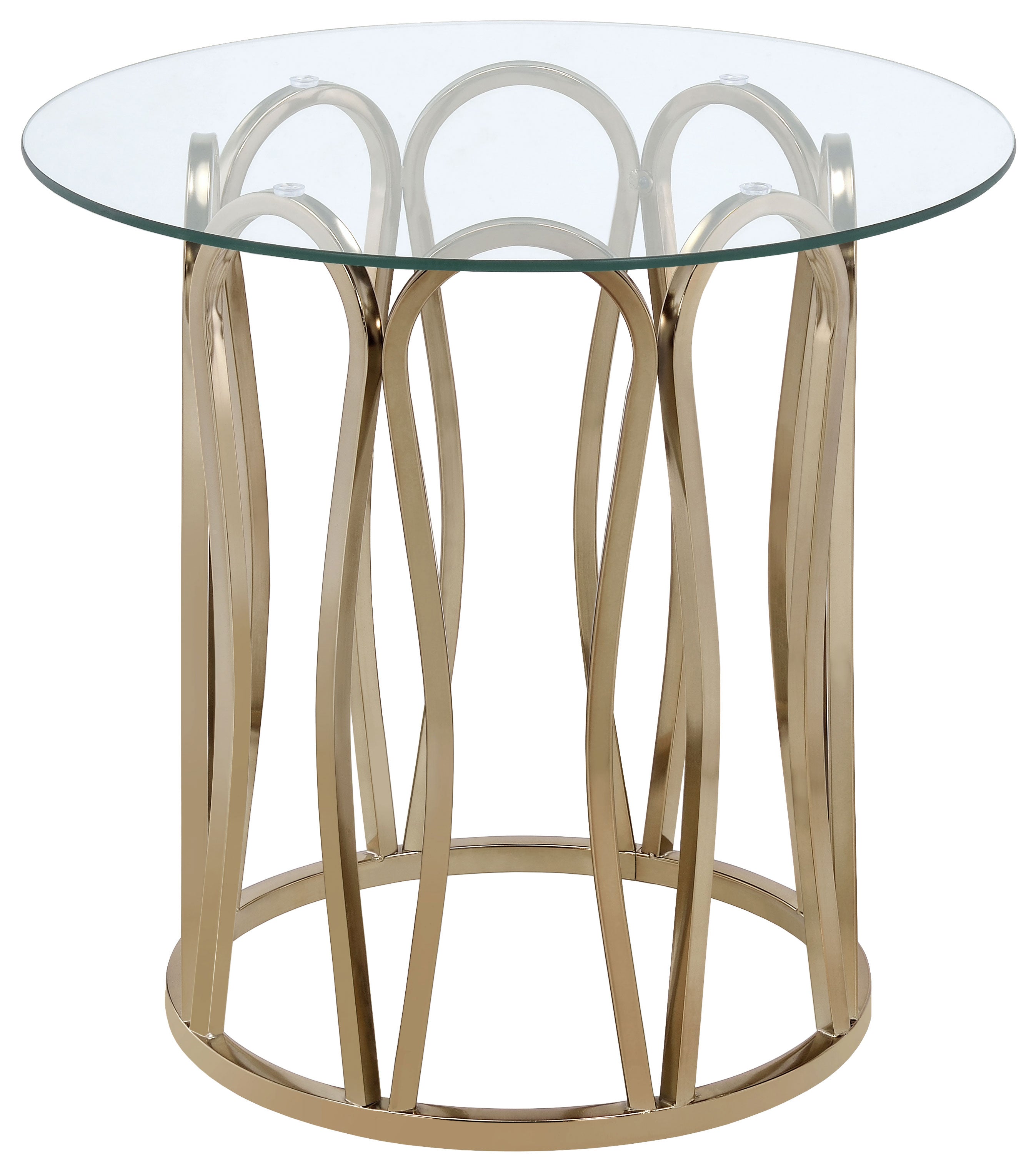 Best Furniture Outlet - Coaster - Monett Round Glass Top Side End Table Chocolate Chrome - 708057