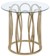 Best Furniture Outlet - Coaster - Monett Round Glass Top Side End Table Chocolate Chrome - 708057
