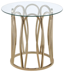 Best Furniture Outlet - Coaster - Monett Round Glass Top Side End Table Chocolate Chrome - 708057