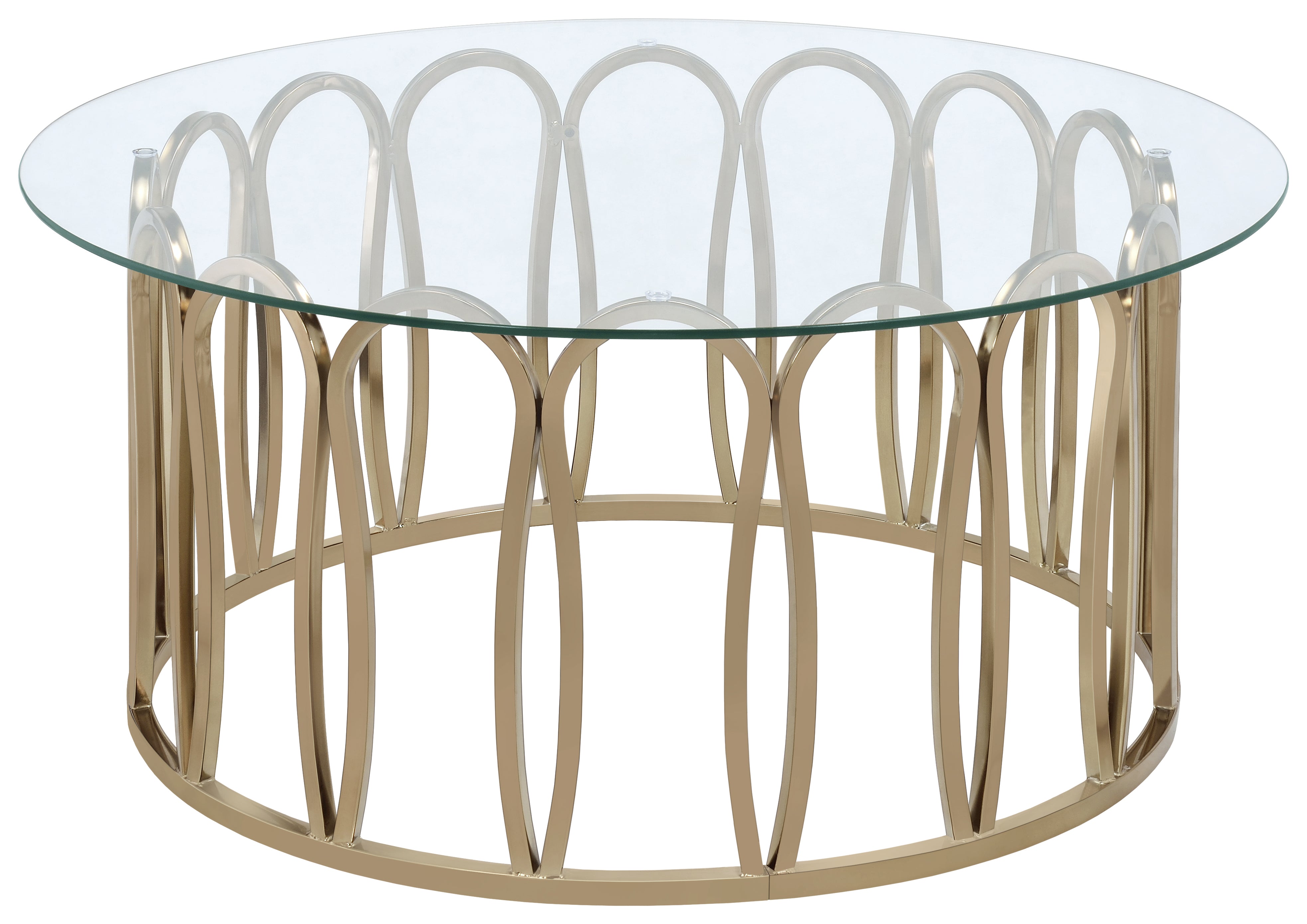 Best Furniture Outlet - Coaster - Monett Round Glass Top Coffee Table Chocolate Chrome - 708058