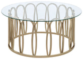 Best Furniture Outlet - Coaster - Monett Round Glass Top Coffee Table Chocolate Chrome - 708058
