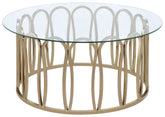 Best Furniture Outlet - Coaster - Monett Round Glass Top Coffee Table Chocolate Chrome - 708058