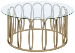 Best Furniture Outlet - Coaster - Monett Round Glass Top Coffee Table Chocolate Chrome - 708058