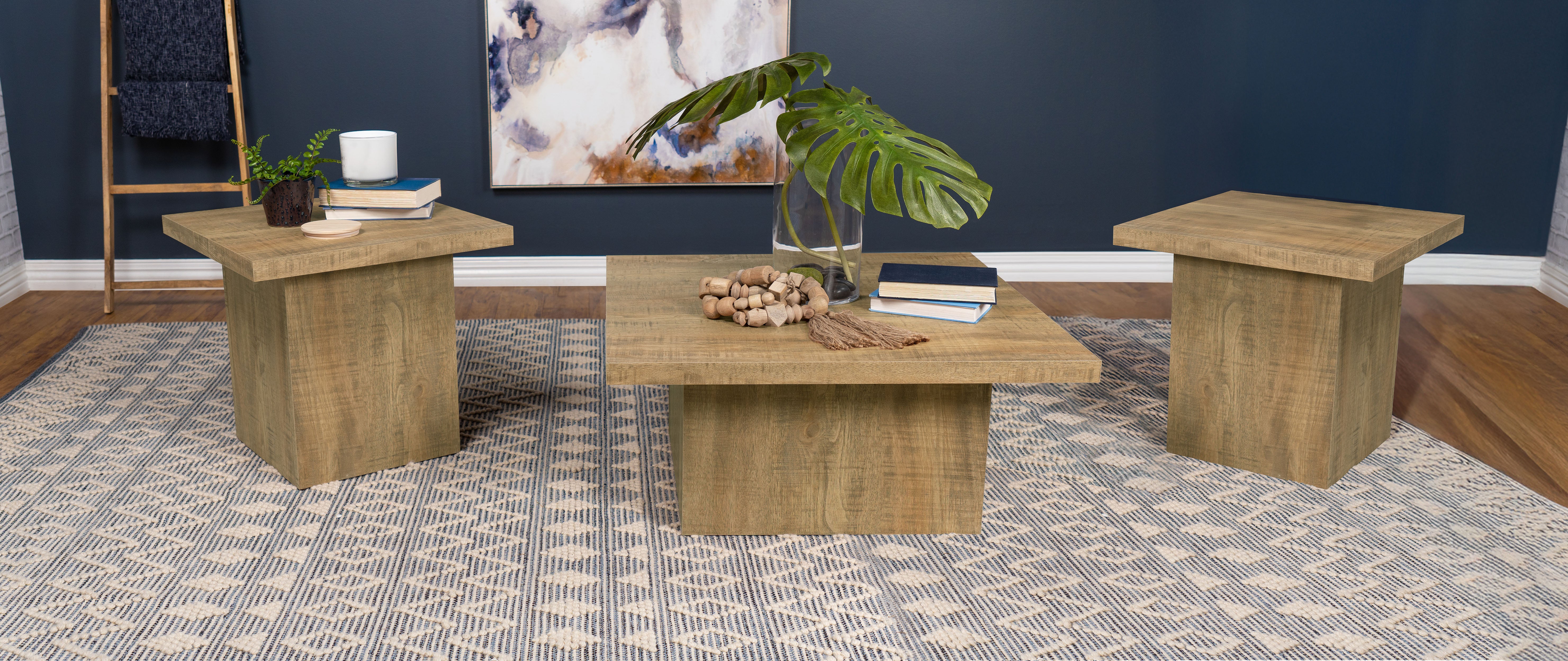 Best Furniture Outlet - Coaster - Devar 3-piece Square Coffee and End Table Set Mango - 708068-S3