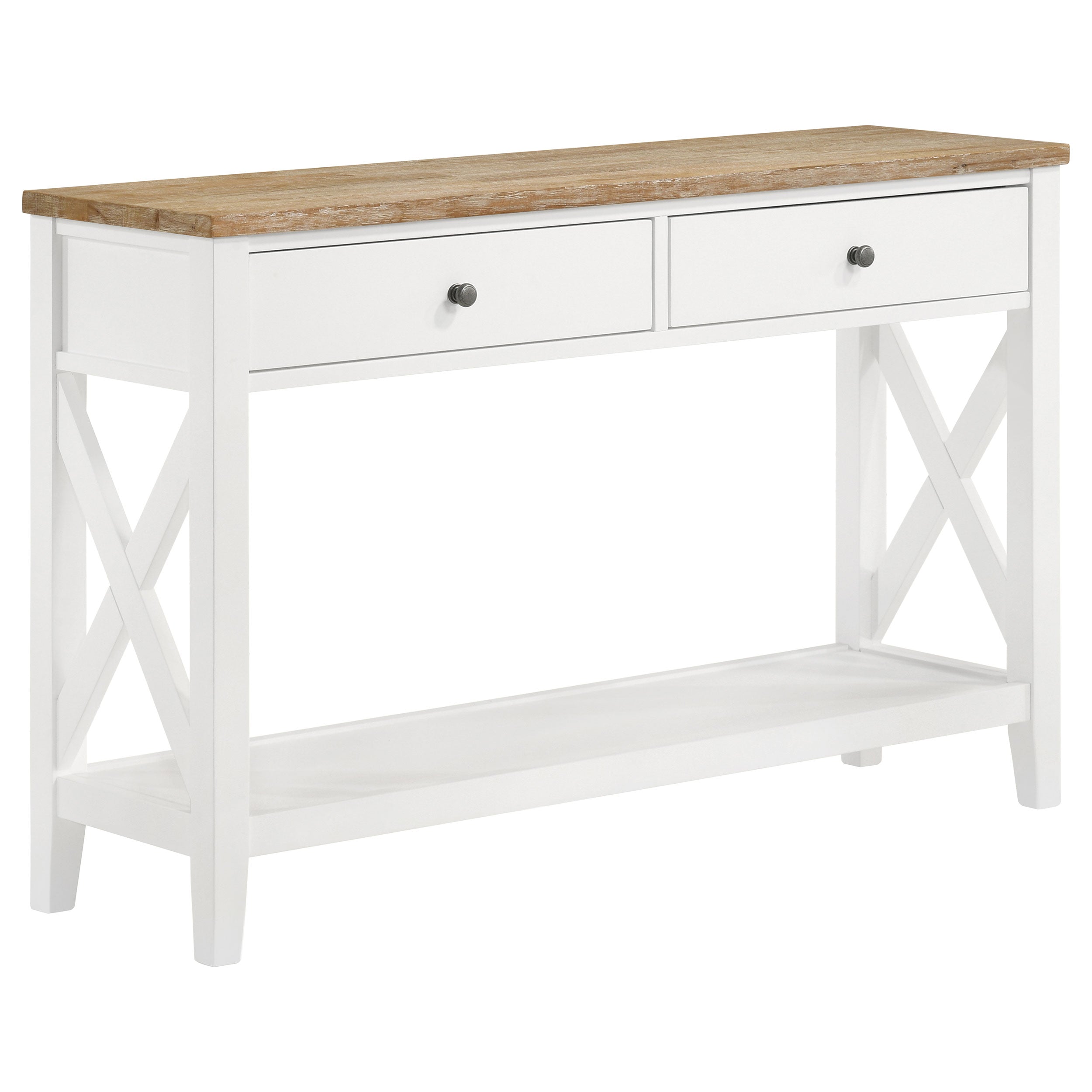 Best Furniture Outlet - Coaster - Hollis 2-drawer Wood Entryway Console Table Brown and White - 708099