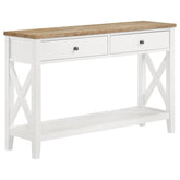 Best Furniture Outlet - Coaster - Hollis 2-drawer Wood Entryway Console Table Brown and White - 708099