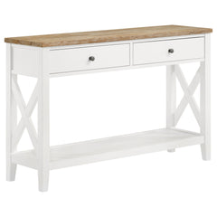 Best Furniture Outlet - Coaster - Hollis 2-drawer Wood Entryway Console Table Brown and White - 708099