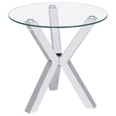 Best Furniture Outlet - Coaster - Kenzie Round Tempered Glass Top End Side Table Chrome - 708127