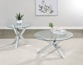 Best Furniture Outlet - Coaster - Kenzie 2-piece Round Coffee and End Table Set Chrome - 708128-S2