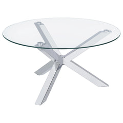 Best Furniture Outlet - Coaster - Kenzie Round Tempered Glass Top Cocktail Coffee Table Chrome - 708128