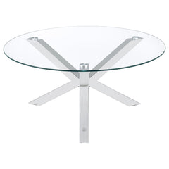 Kenzie Round Tempered Glass Top Cocktail Coffee Table Chrome