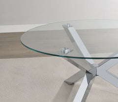 Kenzie Round Tempered Glass Top Cocktail Coffee Table Chrome