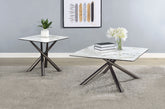 Best Furniture Outlet - Coaster - Carvell 2-piece Square Coffee and End Table Set Mirage White - 708138-S2
