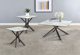 Best Furniture Outlet - Coaster - Carvell 3-piece Square Coffee and End Table Set Mirage White - 708138-S3