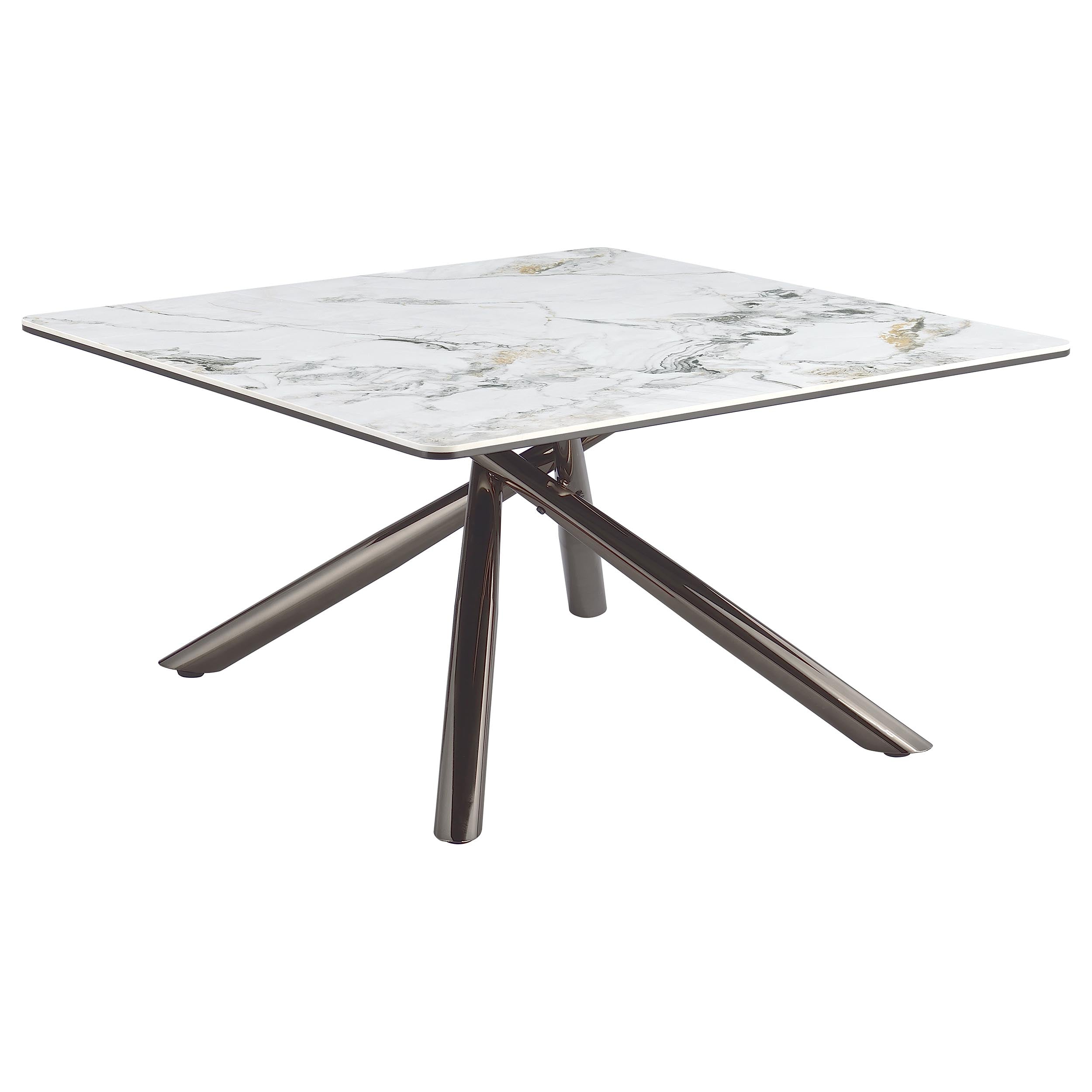 Best Furniture Outlet - Coaster - Carvell Square Sintered Stone Top Coffee Table Mirage White - 708138
