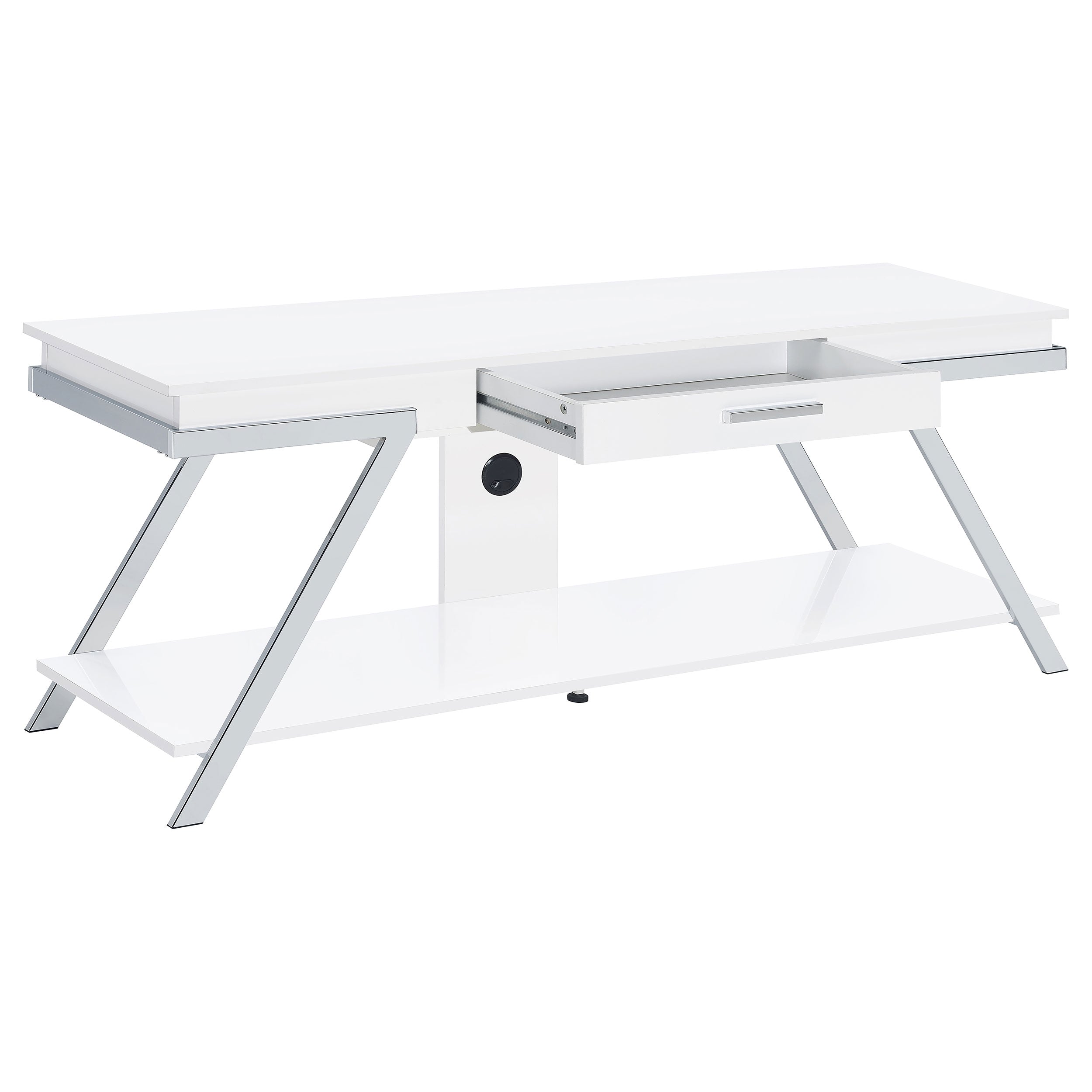 Best Furniture Outlet - Coaster - Marcia 1-drawer Wood 60-inch TV Stand White High Gloss - 708152