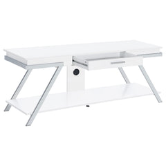 Best Furniture Outlet - Coaster - Marcia 1-drawer Wood 60-inch TV Stand White High Gloss - 708152