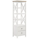 Best Furniture Outlet - Coaster - Hollis 4-shelf Wood Media Tower with Drawers Brown and White - 708254